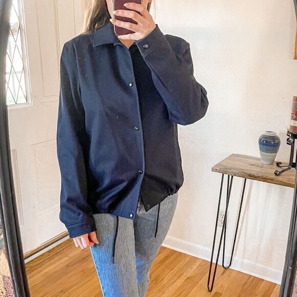 Vince Modern Coaches Button Down Jacket Navy - Picture 1 of 8